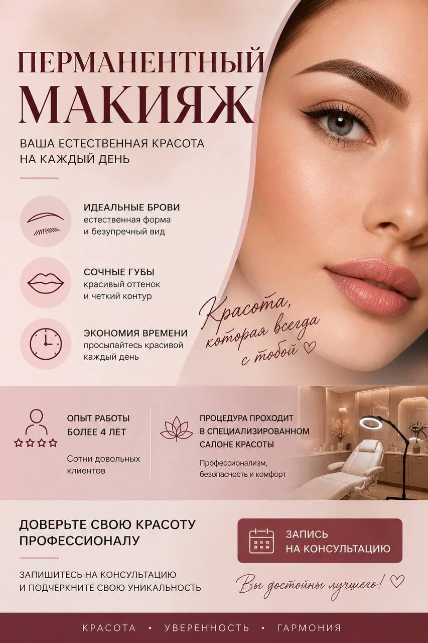Перманентный макияж губ и бровей