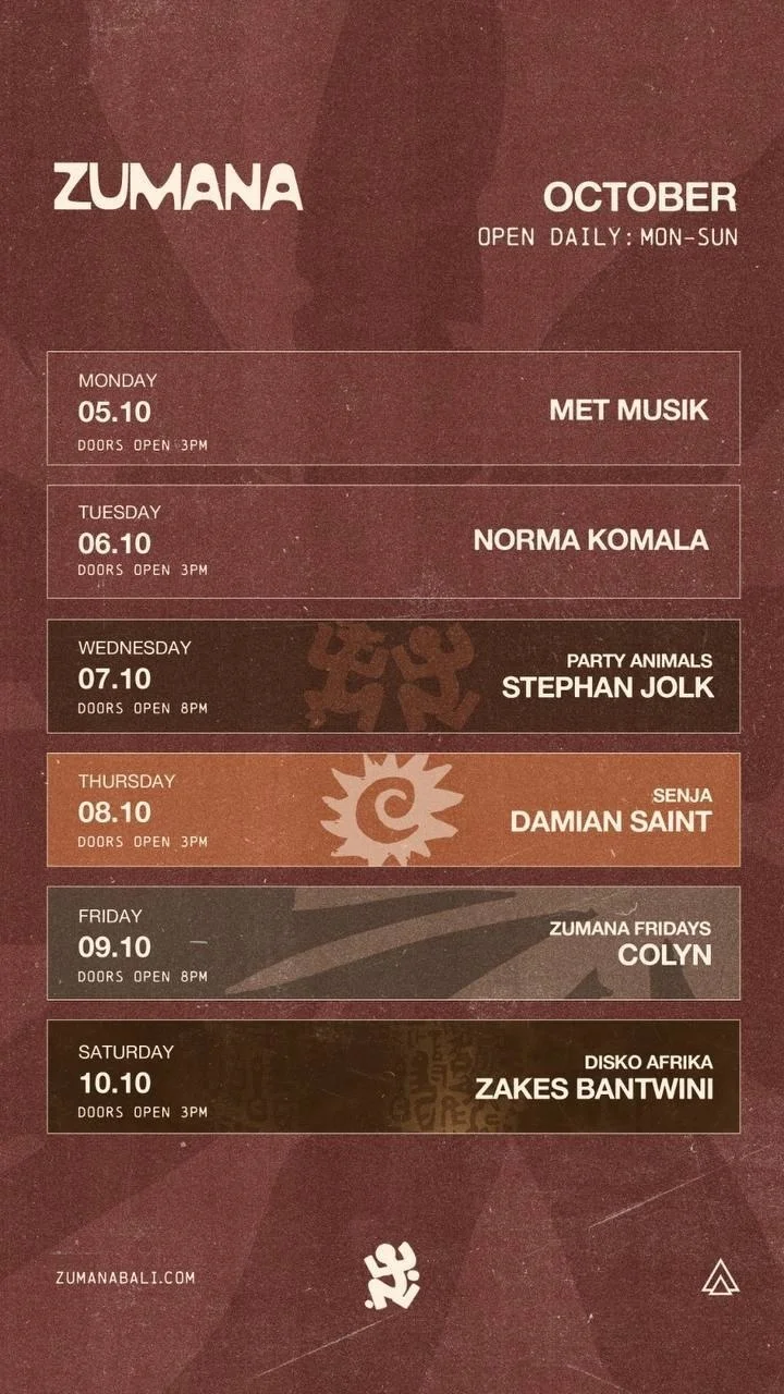 Анонс вечеринок в ZUMANA Bali, SAVAYA и DesaKitsune 2
